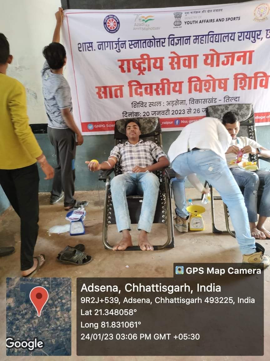 NssGnsc's tweet photo. Blood Donation camp 2023 , Seven days special camp # Adsena https://t.co/RfwWGSJrSw