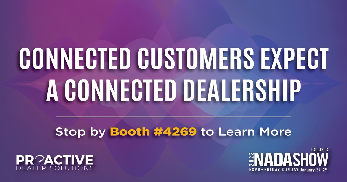 proactive_pds's tweet image. Visit us at booth 4269 to learn more about the practical application for #DigitalRetailing tools at #NADA2023. 

#ProactiveDealerSolutions #CustomerExperience #BusinessDevelopment #WeAreModernRetailing #Service #ModernRetailing #ServiceAdvisor #NADAShow #Dallas #NADA