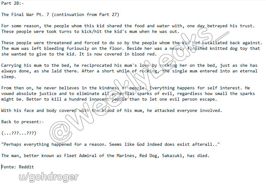 WeeklyLeaks Gohdroger Spoilers on Twitter "ONEPIECE ONEPIECESPOILERS