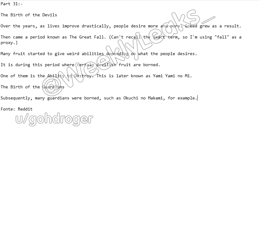 WeeklyLeaks Gohdroger Spoilers on Twitter "ONEPIECE ONEPIECESPOILERS