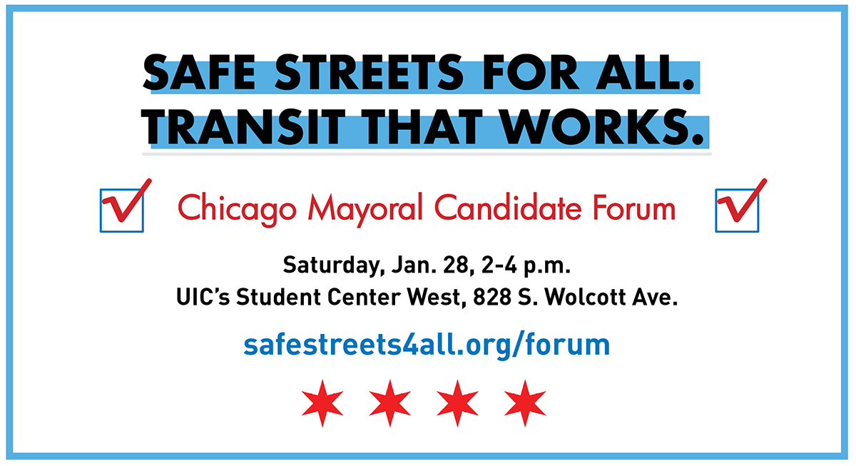 Do you depend on #transit in #Chicago? Watch the Transit That Works and Safe Streets Mayoral Candidate Forum online today at 2 PM:  youtube.com/watch?v=5oR6ux…