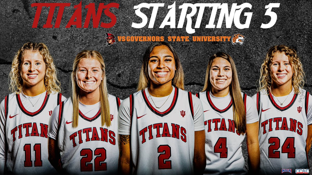 IUSBWBB's tweet photo. Let's meet the starting 5โฃ for today's @CCACSports matchup vs. Governors State University.
#rolltitans
#IUSBWBB https://t.co/qxIjwCGnBb