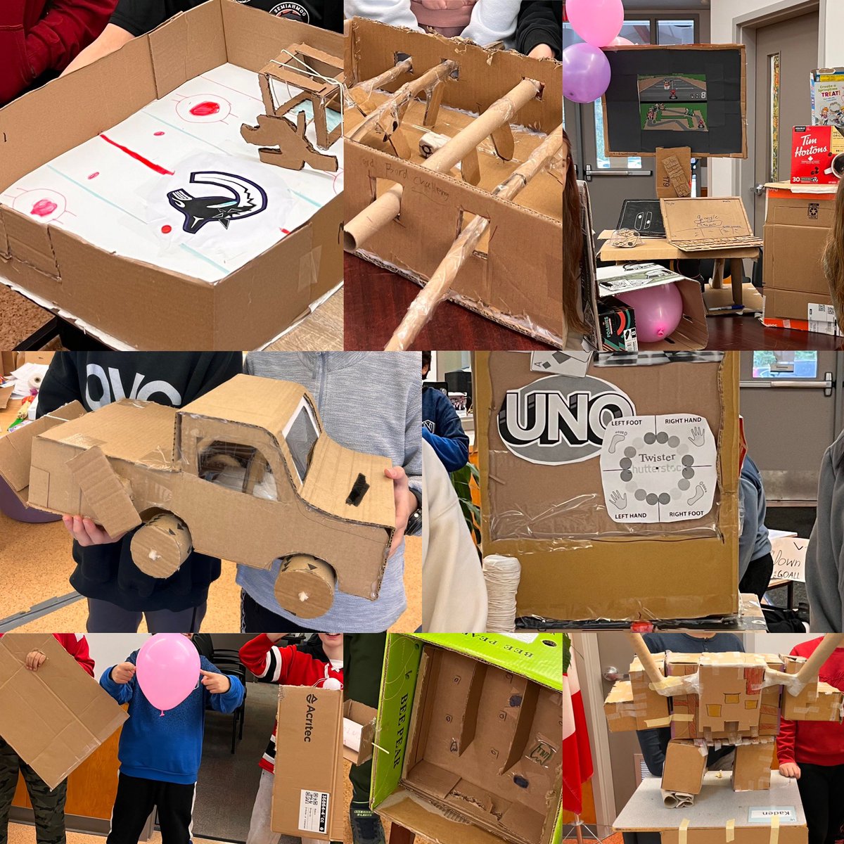Cardboard Challenge Day <a href="/rosemaryheights/">Rosemary Heights</a> Our self proclaimed class theme was “The Play Room- Bring your Fun”. These Gr 5 Ss celebrated when they had to rethink their plan and make adjustments- reiterative makes better  #ADST #designcycle #sd36learn