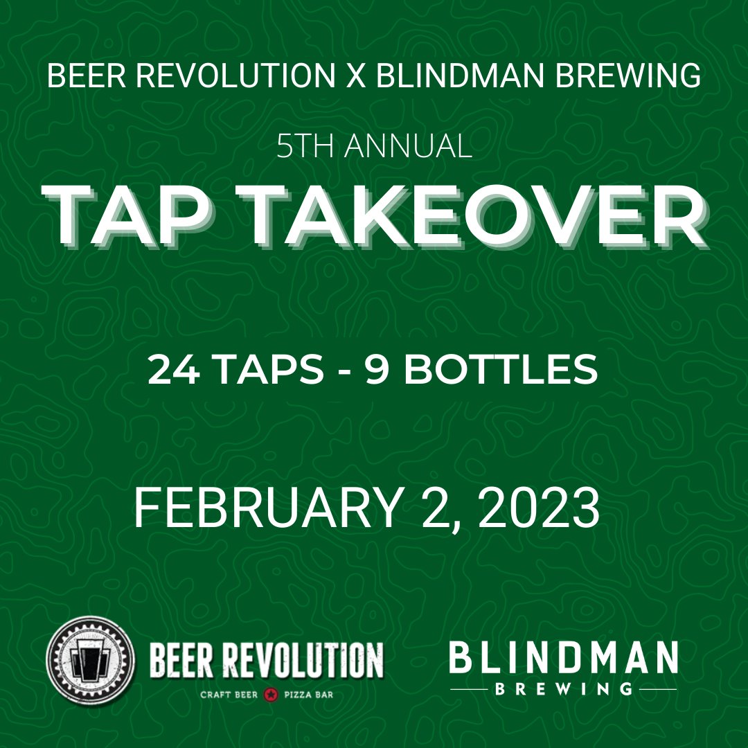 blindmanbrewery's tweet photo. Our tap takeover at @RevolutionYEG is less than a week away! We'll have a mix of old favourites, (one really old favourite - batch #079) new releases, test batch kegs; lagers, porters, ales, stouts, saisons... something for everyone!

#taptakeover #craftbeer #albertabeer #yeg https://t.co/upYGV8r26X