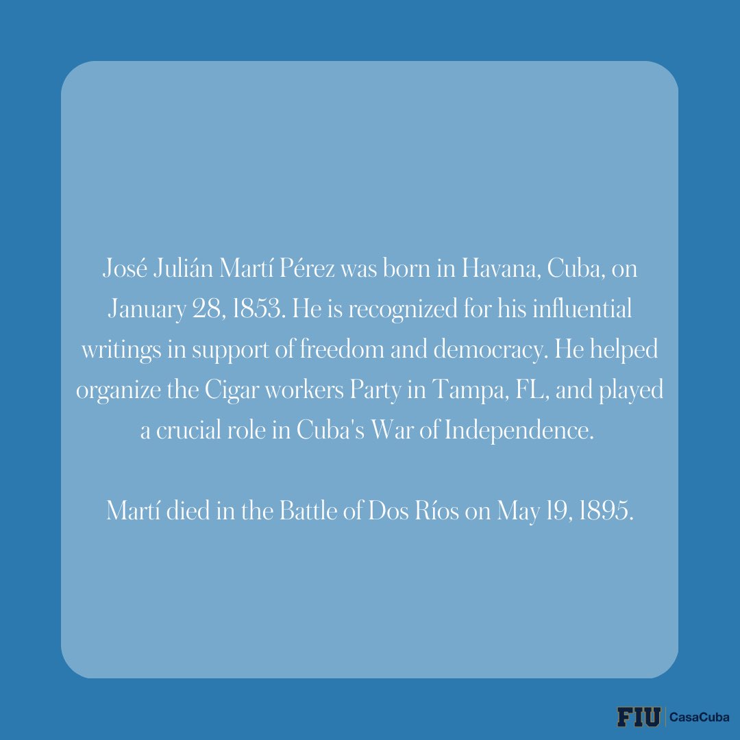 José Martí Was born on January 28, 170 years ago. A poet, journalist, and politician, his legacy and teachings Are a source of inspiration for all. #Cuba #Poesía