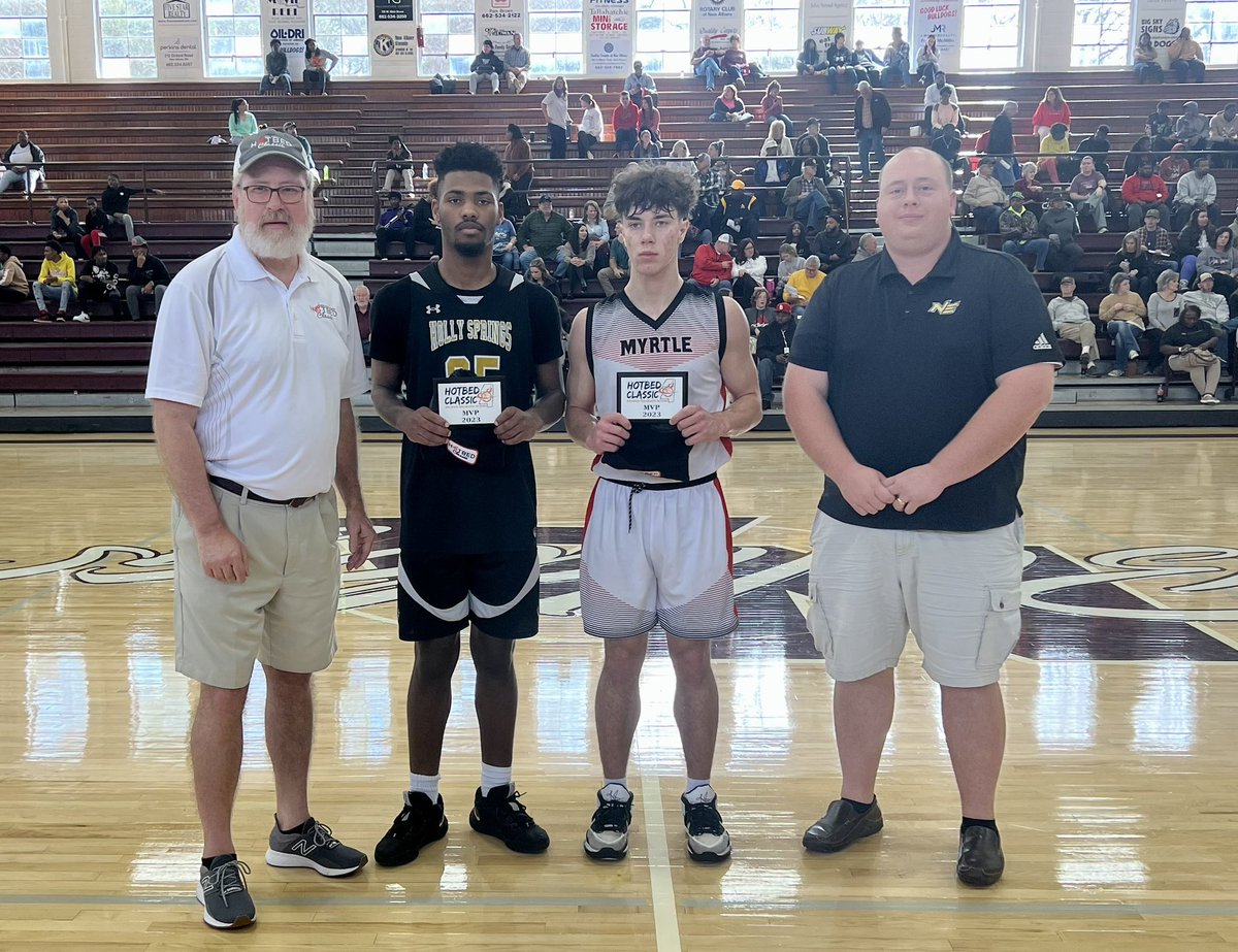 The 31st Annual New Albany Kiwanis
Hot Bed Classic
From Historic Memorial Gym
1-28-23

(B) Final
Myrtle 38
Holly Springs 91

MVP’s

Jabez Jones
Holly Springs
14 pts 4-6 fg 4-5 3’s 2-2 ft 2 reb 1 ast 1 st

Haiden Shoops
Myrtle
13 pts 4 reb 4 ast 2 st