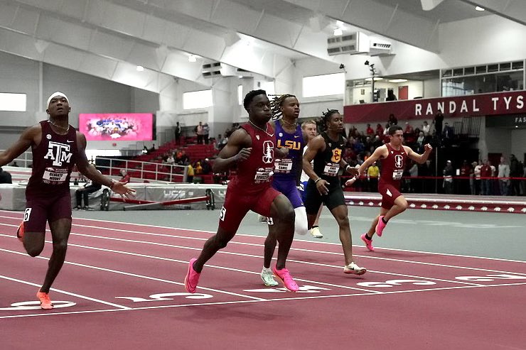 SOSNGR's tweet photo. Lifetime Best! 💥

Udodi Onwuzurike clocks a new 60m Personal Best of 6.63s, setting his School Record at the Razorback Invitational. 

He finished 2nd behind PJ Austin (6.58s). https://t.co/4Wgsi0wm5s