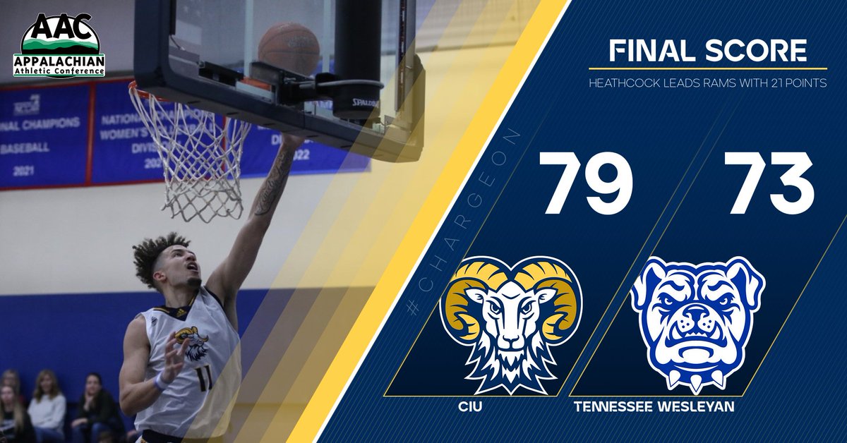 🏀FINAL SCORE🏀

<a href="/ciuhoops/">CIUHOOPS</a> takes down Tennessee Wesleyan for their second straight conference win! #ChargeOn🐏