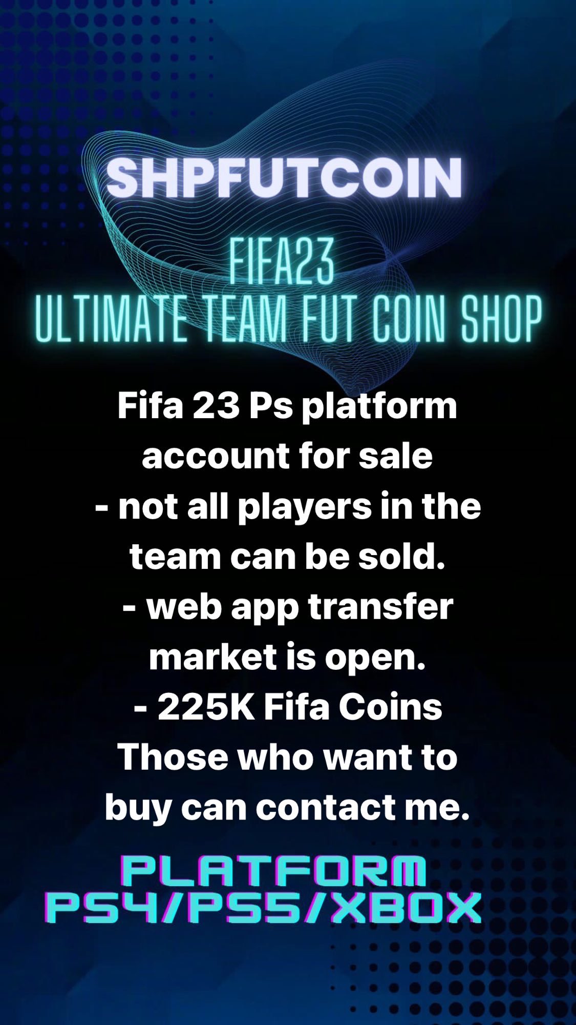 ShpFutCoin on X: Fifa 23 Ps platform account for sale PRİCE 60 € 🔊🔊🔊 -  All player is untradeable - web app transfer market is open. - 84K Fifa  Coins Those who