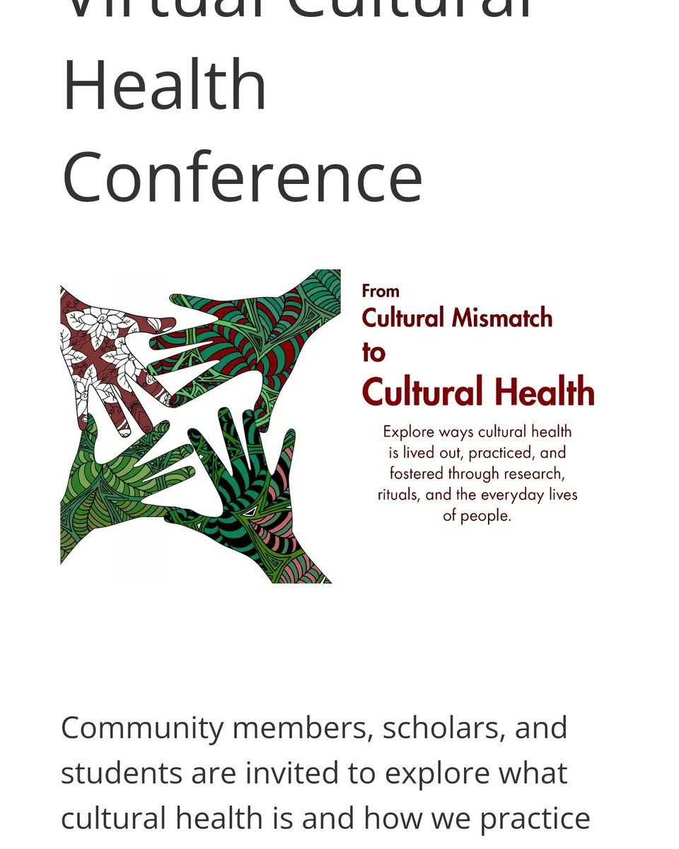 Save the date to attend "From Cultural Mismatch to Cultural Health," a virtual conference that will explore what cultural health is and how we practice it, study it, and promote it. The event will be held on March 31 from 9 a.m. to 3:30 p.m. Register cehd.umn.edu/cultural-healt…
