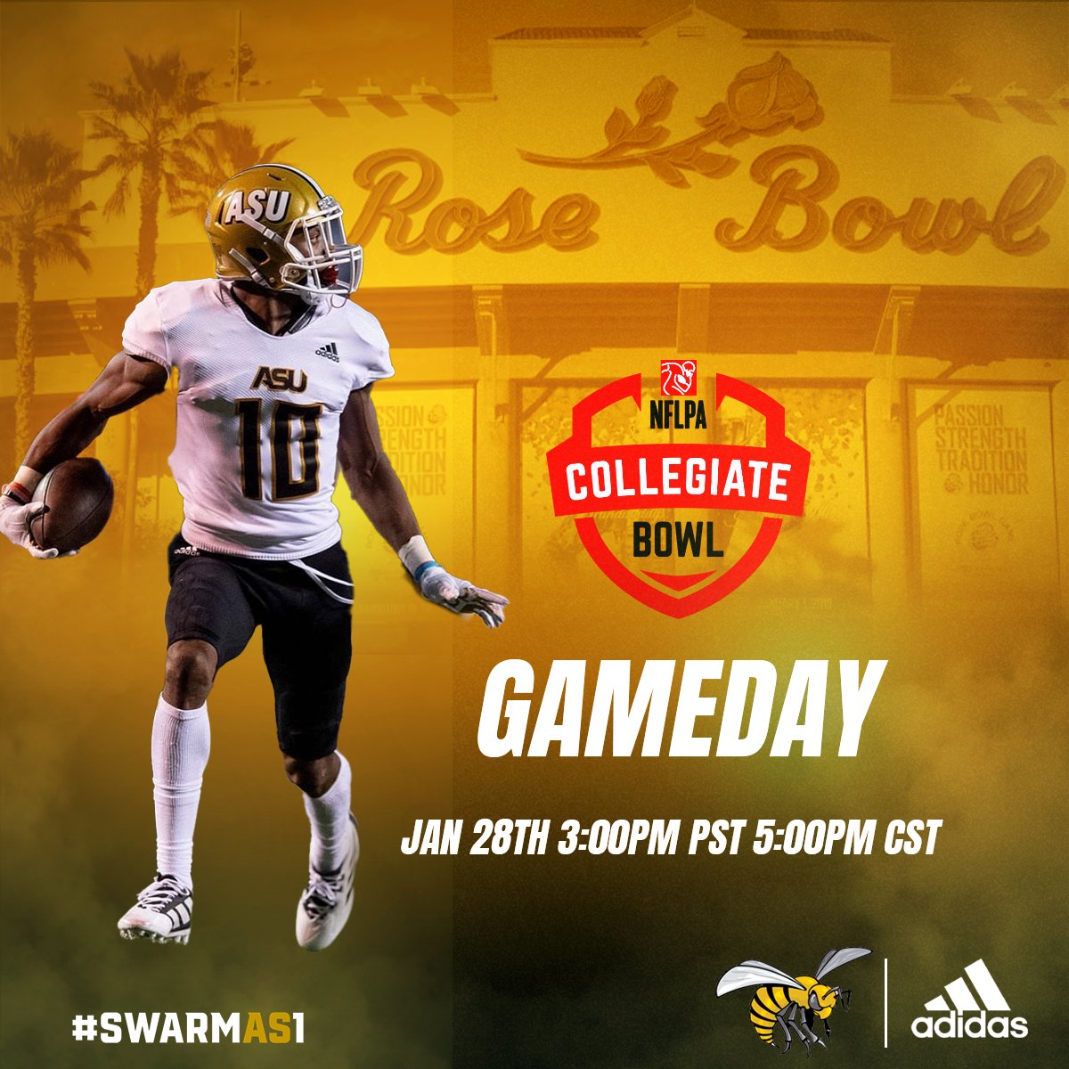 Alabama State Football (@bamastatefb) on Twitter photo @KNI__4 is live in action today in the Rose Bowl 🌹 for the 2023 <a href="/NFLPABowl/">The NFLPA Collegiate Bowl</a>
#SWARMAS1 🐝 @KNI__4 is live in action today in the Rose Bowl 🌹 for the 2023 <a href="/NFLPABowl/">The NFLPA Collegiate Bowl</a>
#SWARMAS1 🐝