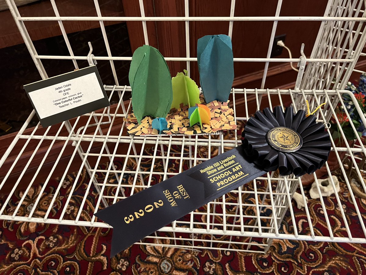 PoulinArt's tweet image. Congratulations to Jaden at @HumbleISD_OFE for his BEST OF SHOW sculpture in the @HumbleISD Rodeo Art Show! So very proud of you. #falconART @VisualArtHumble