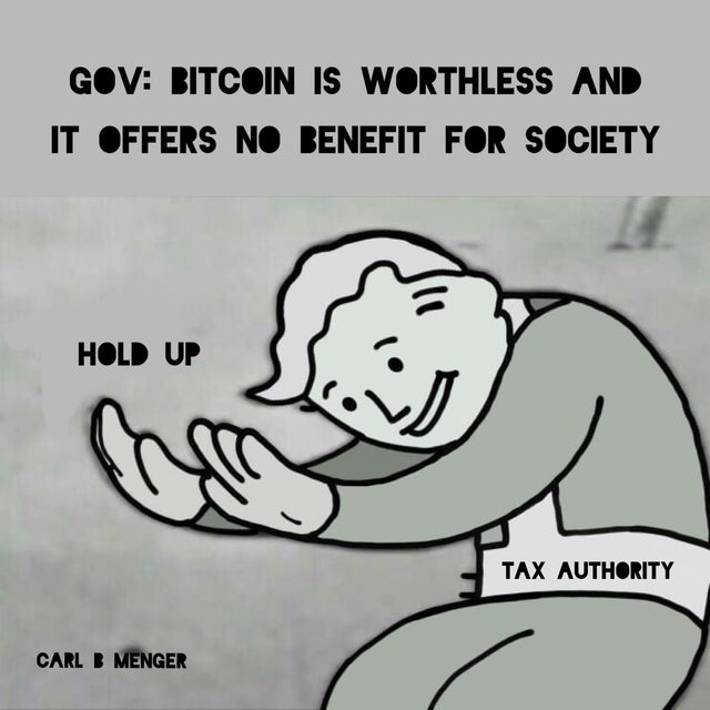 Didi_erc20's tweet photo. Government: Bitcoin is worthless and it offers no benefit for society. Also government: https://t.co/beKpZ6a81K