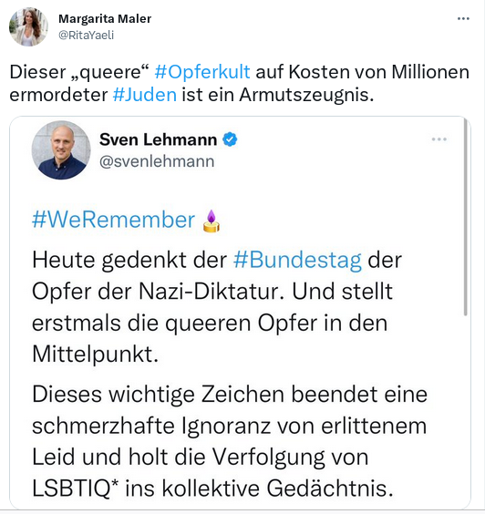 Recherche Kollektiv Ostwestfalen (@recherchekolle1) on Twitter photo Was Maler von der <a href="/CDUBielefeld/">CDU Bielefeld</a> hier betreibt, ist NS-relativerende queerfeindliche Hetze auf #AfD-Niveau.
Eine CDU mit Merz, Maaßen und Maler wird nie Teil des Kampfs gegen den Faschismus sein, sie arbeitet ihm zu.
#Bielefeld Was Maler von der <a href="/CDUBielefeld/">CDU Bielefeld</a> hier betreibt, ist NS-relativerende queerfeindliche Hetze auf #AfD-Niveau.
Eine CDU mit Merz, Maaßen und Maler wird nie Teil des Kampfs gegen den Faschismus sein, sie arbeitet ihm zu.
#Bielefeld