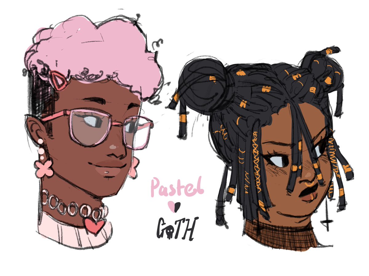 dark skin dreadlocks dark-skinned female double bun hair bun pink hair glasses  illustration images