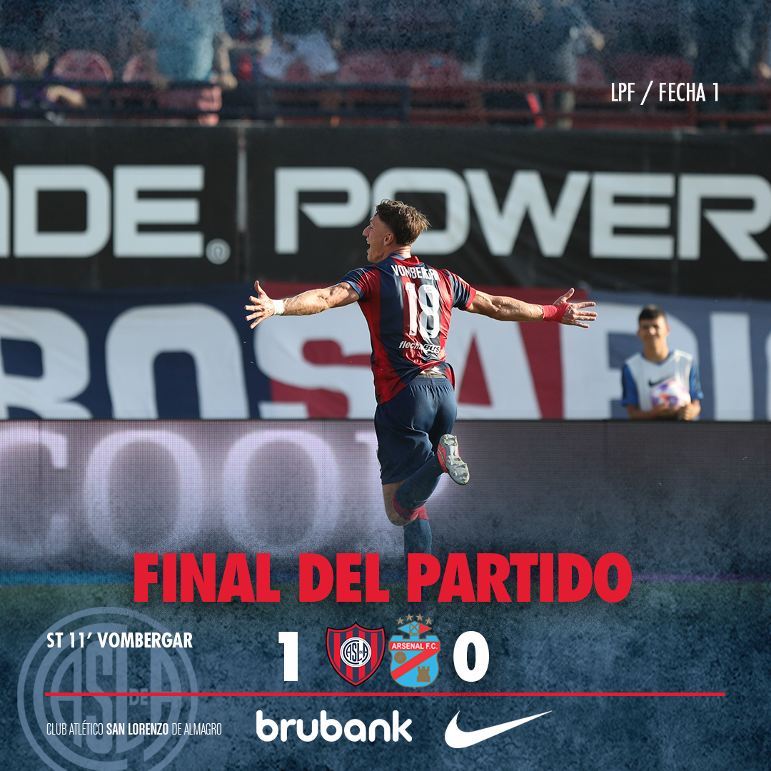 ⚽ Con gol de Andrés Vombergar, #SanLorenzo derrotó 1-0 a Arsenal, en su debut en el Torneo de la Liga.

#VamosCiclón 🔵💪🔴