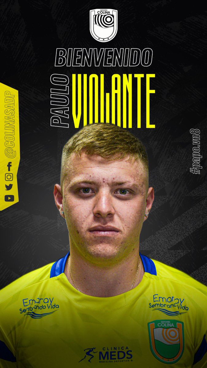 ColinaSadp's tweet photo. Noveno Refuerzo!!

El mediocampista Paulo Violante se suma al cuadro eléctrico!!

Violante formado en U Católica viene de jugar en el AD Marco 09 de Portugal!!

#BienvenidoViolante #VamosColina #TerceraA https://t.co/RvYwFnJHTX