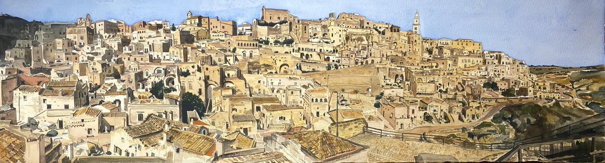 I think I may have finished my panoramic watercolour painting of Matera. I could carry on fiddling around with it for weeks but perhaps I should just stop! I’ll have another look in the morning…
#painting #watercolour #watercolourpainting #matera #sassidimatera #panorama #WIP