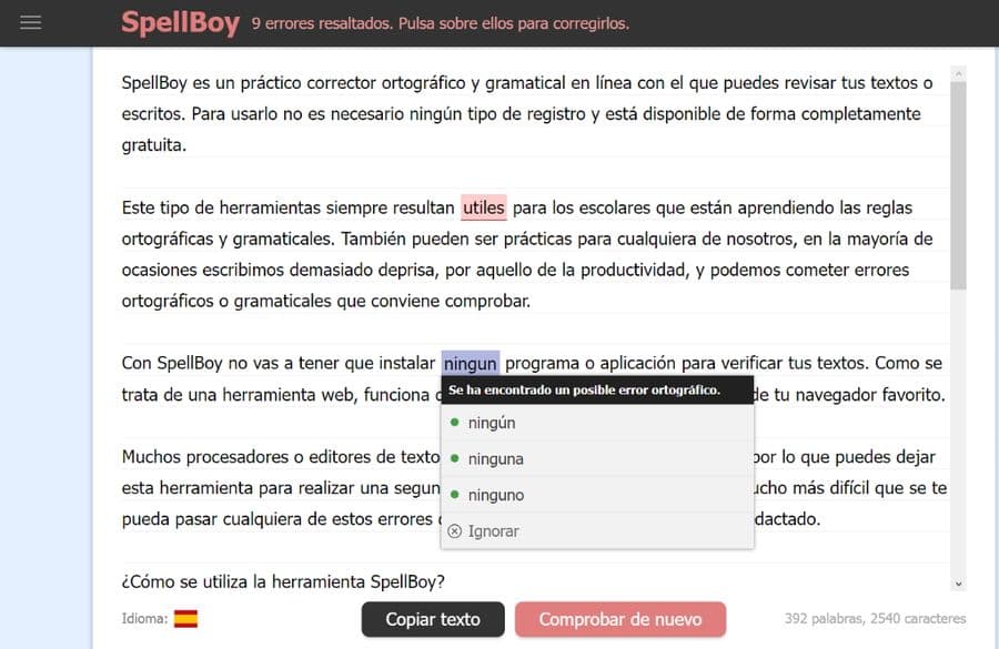 softapps's tweet image. ¡Mejora tus escritos con SpellBoy! Un #corrector ortográfico y gramatical en línea para revisar tus #textos en busca de errores. softandapps.info/2022/09/01/spe…