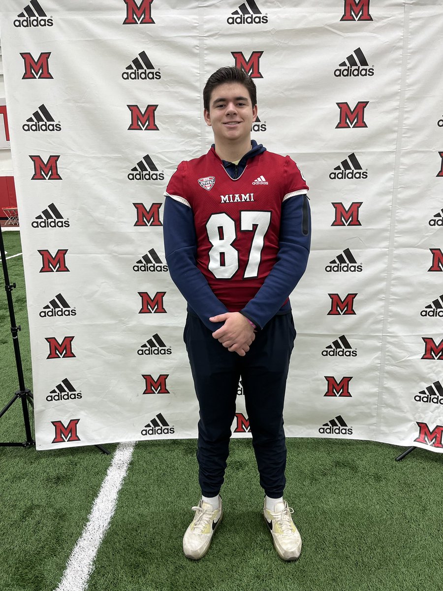 RobbyKavo71's tweet photo. After a great visit and conversation with @Coachjpatton I am beyond excited to say I have received an offer to play at @MiamiOHFootball. @Martin_Miami_HC @EastGRFootball @RedHawksRecruit @CoachWelshMiami @Coach_JoeBowen @TheD_Zone. https://t.co/79FFHeSSoR