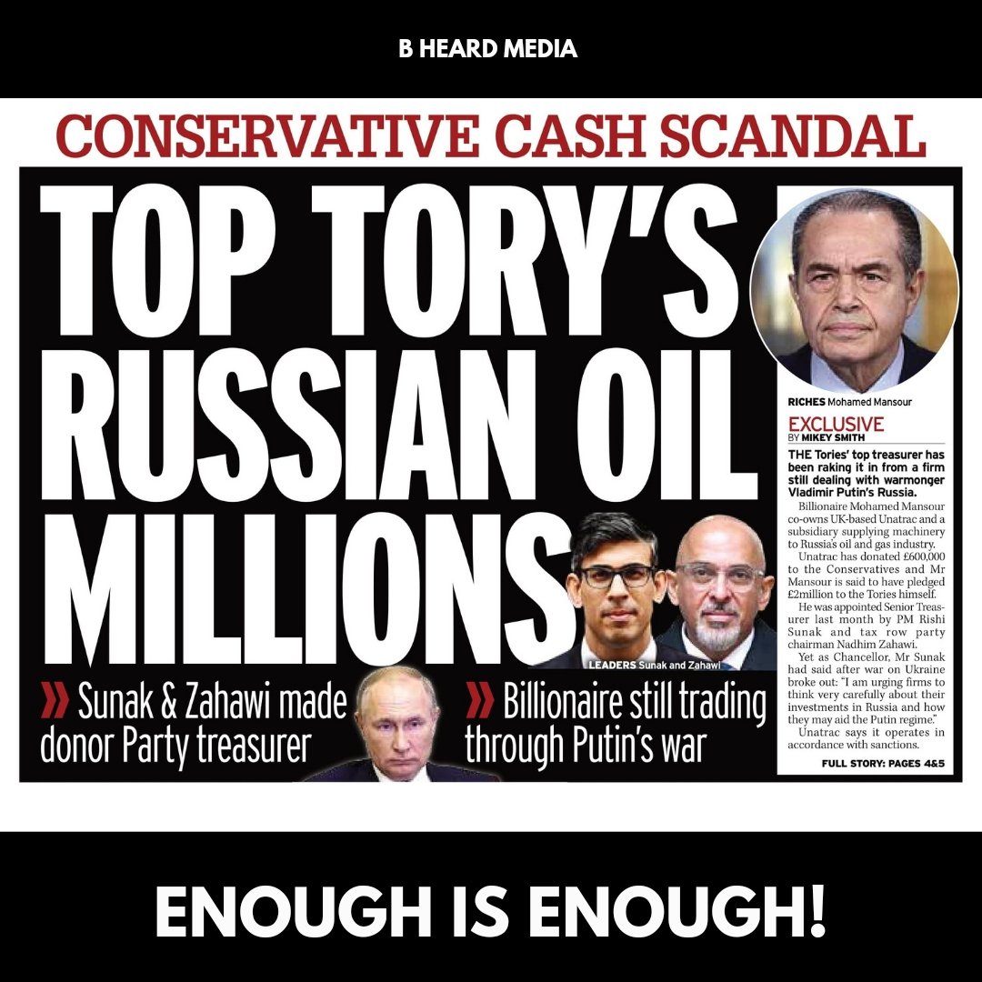 Tory Treasurer hired by Rishi Sunak & Nadhim Zahawi rakes it in from Russian oil industry

Billionaire Mohamed Mansour is co-owner of a company with a subsidiary supplying machinery to Russia's oil and gas industry, despite sanctions!

#ToryRussianMoney
#EnoughIsEnough
#BBCLauraK
