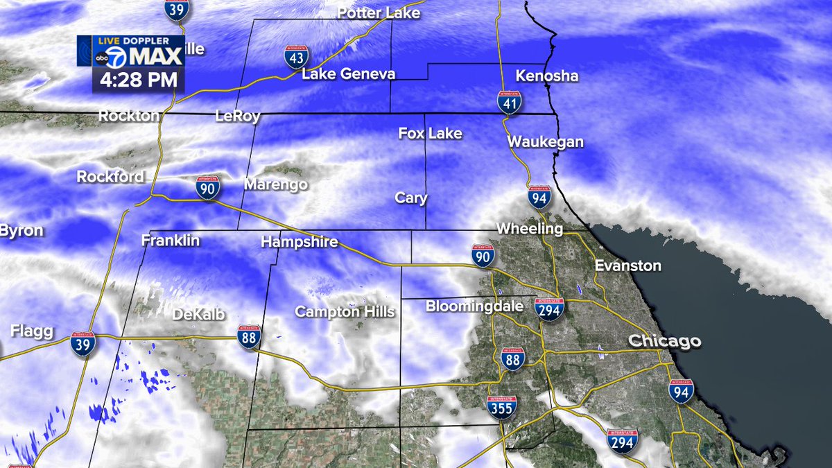 Please give me your latest snowfall measurement from today. At 4:25PM, the heaviest snow if falling in the far northern suburbs, where some locations could end up with as much as 7" of accumulation. I'll have the latest on our 5pm digital broadcast and at 10PM on ABC7.