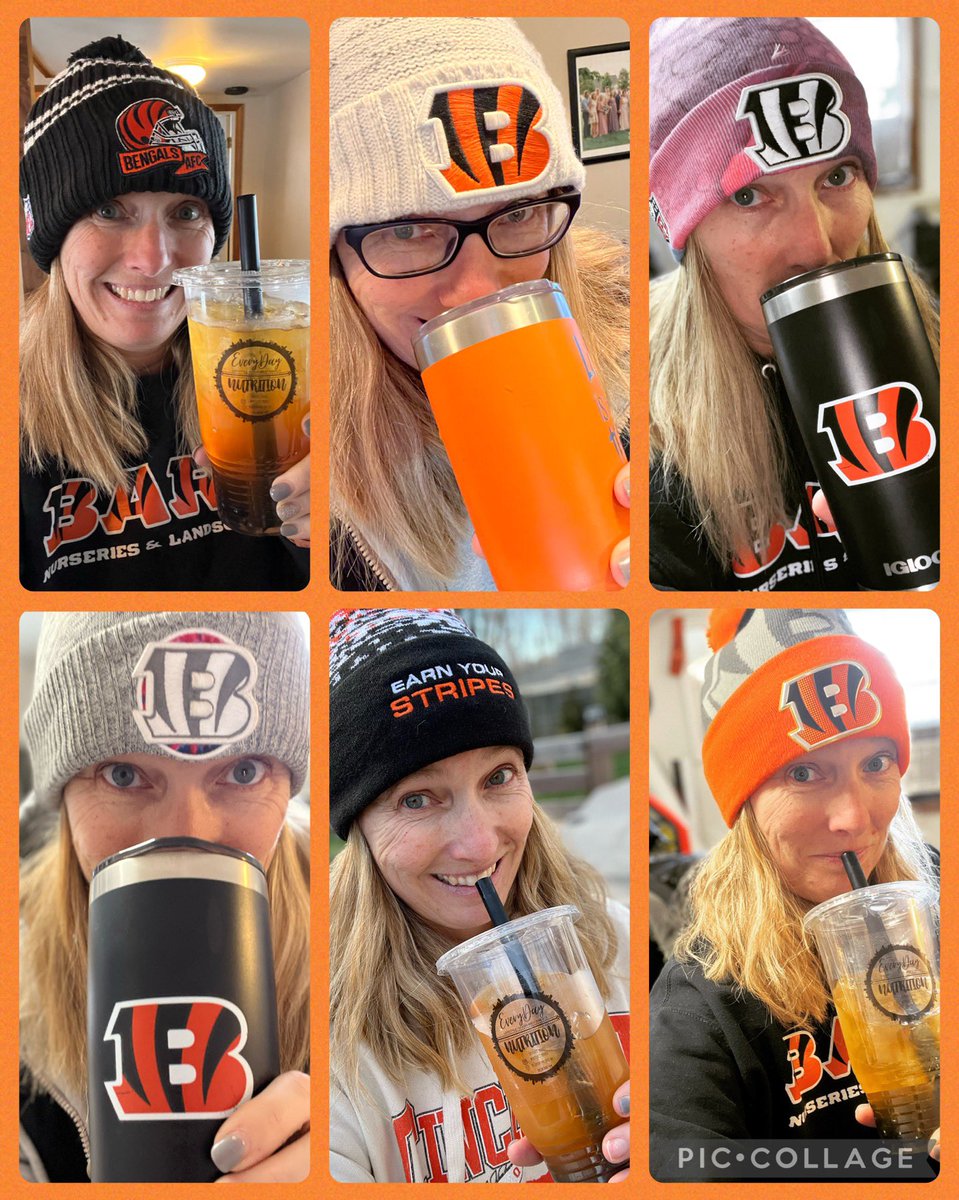 teresa_bard's tweet photo. WHO DEY all week!!! I love my beanies as much as I love the BENGALS 🖤🧡! @Bengals #RuleTheJungle #RuleThePlayoffs #RuleTheAFC #hatissues #neverenoughhats https://t.co/muMVBplTYQ