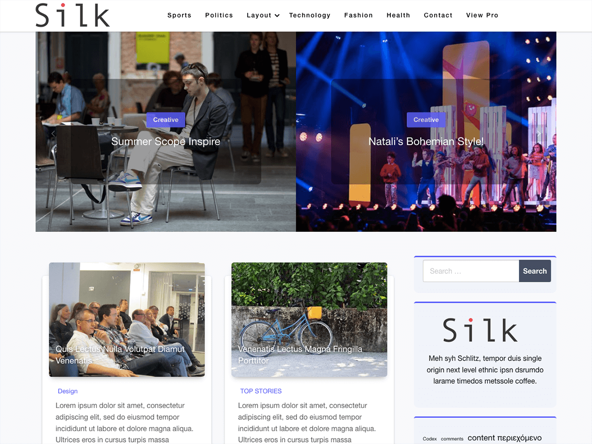 S1MOcom's tweet photo. Silk Blog X: Silk Blog X is a perfect WordPress theme for magazines, personal blogs, newspaper, product reviews, content publishers or even Silk Blog can be used for niche sites with… https://t.co/qMB4NmhmSs #BlockEditorPatterns #Blog #CustomBackground https://t.co/8ql5RcmaIX https://t.co/T8oTasE7h5