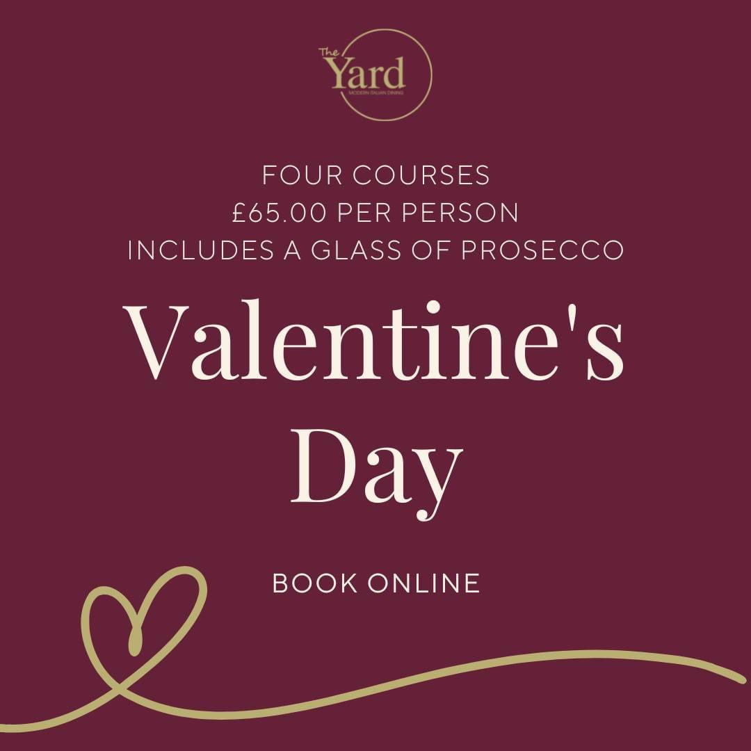 Valentine's Day at The Yard 💝

Four courses £65.00 per person including a glass of Prosecco 🥂

Our menu is now available to view online: theyardrestaurants.co.uk
