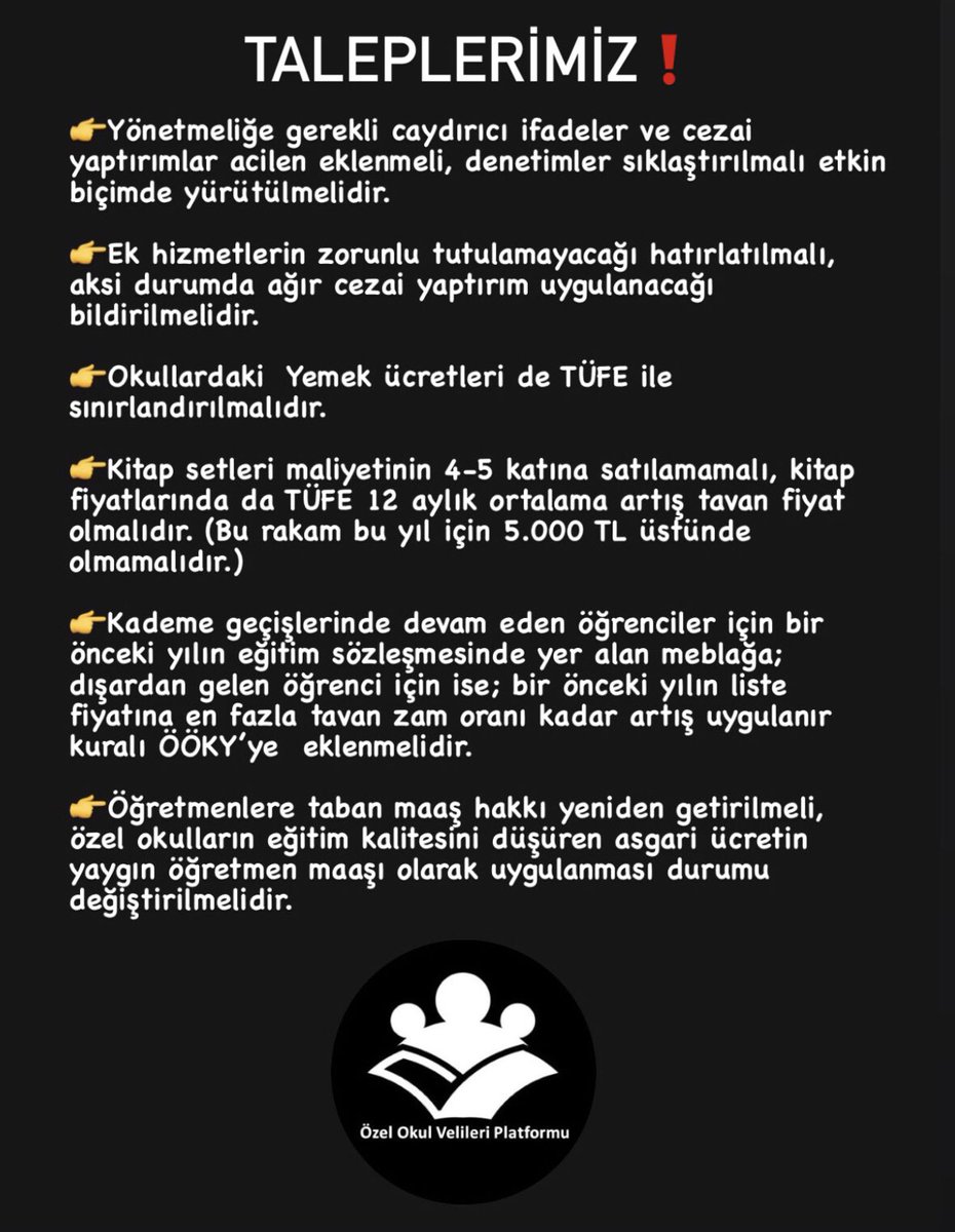 #özelokul fiyatları için belirlenen %65’lik tavan fiyat yemek,kırtasiye,kıyafet derken delik deşik oldu❗️#özelokulvelileri kayıt yaptıramıyor❗️<a href="/aydinagaoglu/">Aydın Ağaoğlu (DM KAPALI)</a> <a href="/tcmeb/">Millî Eğitim Bakanlığı</a> <a href="/tcookgm/">Özel Öğretim Kurumları Genel Müdürlüğü</a> <a href="/tcbestepe/">T.C. Cumhurbaşkanlığı</a> <a href="/RTErdogan/">Recep Tayyip Erdoğan</a> 
  #MebSessizVelilerÇaresiz