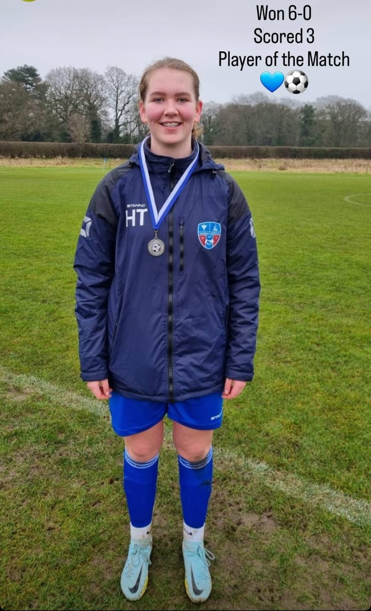 So proud of Holly, scored a hat trick for Sandbach United under 14's today.
