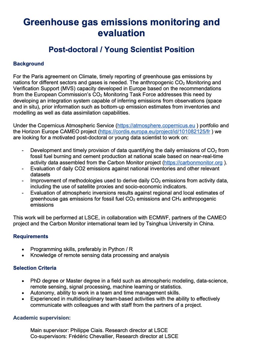 💨 We are looking for a motivated young scientist to work with us on CO2 emissions monitoring 🏭🛰 @CoCO2_project @CopernicusECMWF @IPSL_outreach @ParisSaclay @Carbon_Monitor sharebox.lsce.ipsl.fr/index.php/s/XQ…