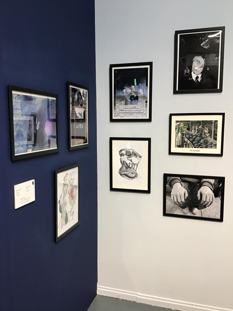 Misswalmsleyart's tweet photo. ☺️So proud to take a trip to the turnpike today. 8 of my students had their art work exhibited alongside professional artists. A huge thank you to @theturnpikegall for making this happen. @JanetMadden13 @BedfordArts @WiganCouncil @Artsmarkaward https://t.co/rsKzouCUEH