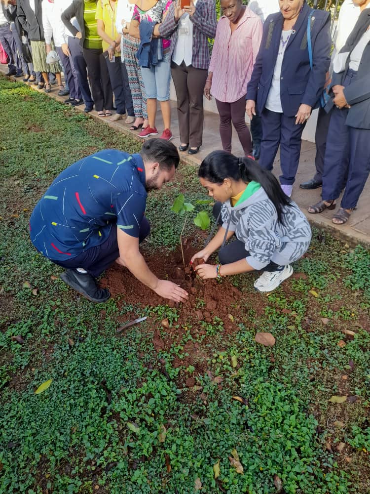Como es costumbre al constituir un #MovimientoJuvenilMartiano, es sembrado un árbol. Esta vez el ejemplar es de majagua y, en presencia de trabajadores, es sembrado en zonas aledañas al <a href="/centrofidel/">Centro Fidel Castro Ruz</a> por el secretario de la UJC del mismo y la presidenta del movimiento.
@ernestossp