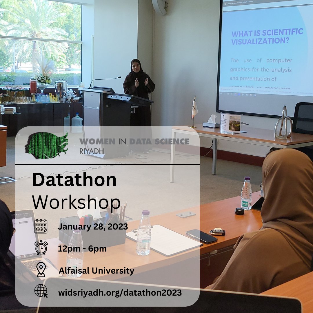 WiDSRiyadh's tweet photo. The #WiDSDatathon workshop focused on longer-term weather forecasting to help communities adapt to extreme weather events caused by #ClimateChange https://t.co/BTgfTzZBBH
#WiDSRiyadh #WiDS2023 https://t.co/iVgFL6QDwP