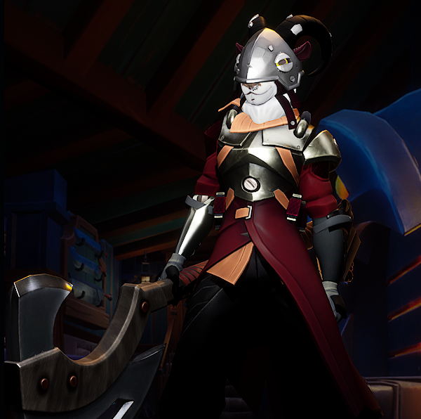 BuildingVincent's tweet photo. @PlayDauntless who said the knight had to be human? I present Sir Ram-a-lot, 13th of His Name! this was a ton of fun to put together, love the prompt lol. he favours lighter armour as it makes it easier to swing around his trusted axe from when he was in training. he is a mercenary for hire :) https://t.co/QM4Z2k6T6x