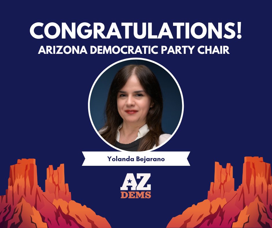 Arizona Democratic Party (@azdemparty) on Twitter photo Welcome our new Chair of the Arizona Democratic Party! Give <a href="/yolitorosentado/">Yolanda Bejarano</a> a follow! Welcome our new Chair of the Arizona Democratic Party! Give <a href="/yolitorosentado/">Yolanda Bejarano</a> a follow!