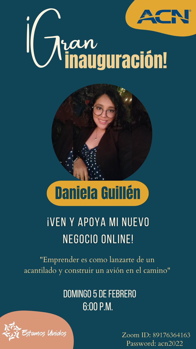 _GuillenDaniela's tweet photo. Hola, les cuento que acabo de iniciar un negocio online y me gustaría invitarlos al evento de inauguración, este será el día domingo 5 de febrero a las 6:00 pm, por medio de la plataforma zoom.
Espero puedan confirmar su asistencia en la liga siguiente
https://t.co/lPQGYe7DDs https://t.co/5ruE5gdHQo