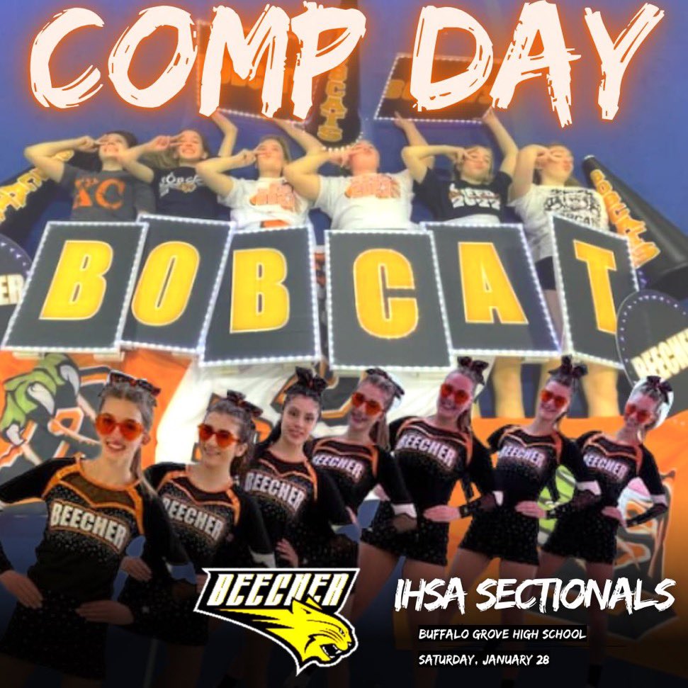 SoccerBeecher's tweet photo. Major shout out to the ladies that rule the cheer mat!  Congrats on qualifying for the IHSA state finals! #beechtown #cheer #pizzafordays #proud #bobcats https://t.co/C9TmWBwdlp