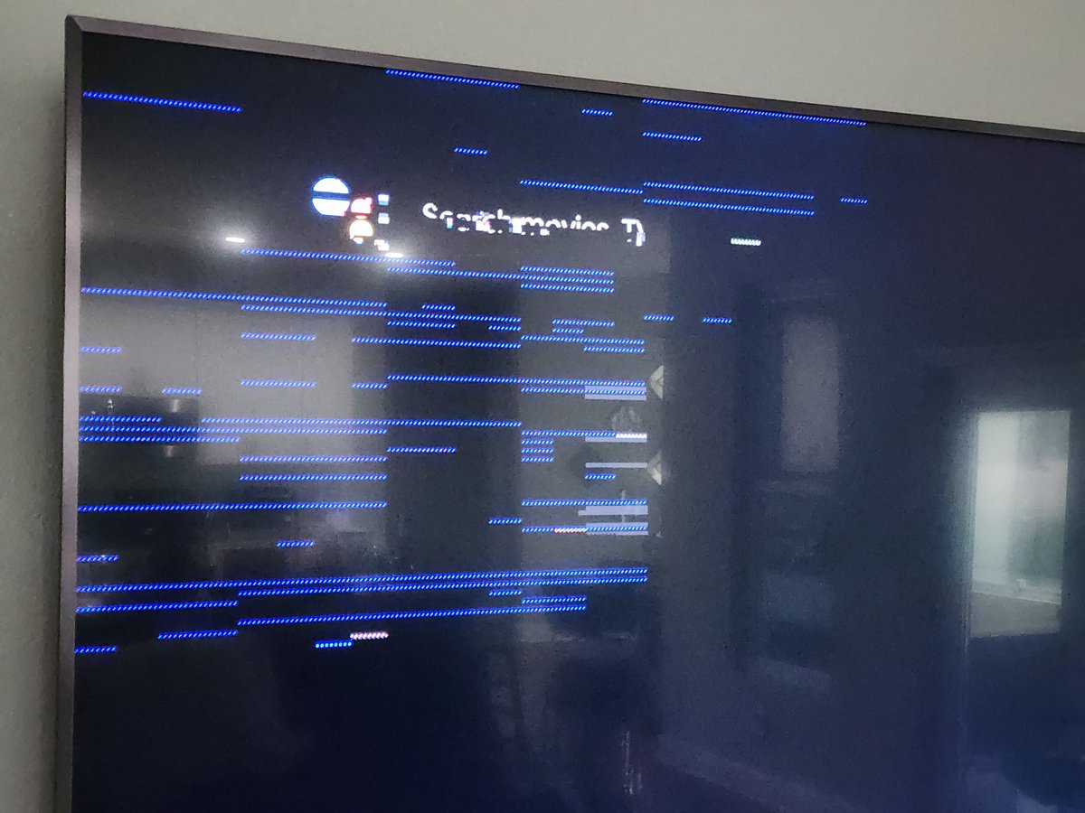 Shayne92148303's tweet photo. @SonyElectronics After my tweet last week, your Sony support does nothing for me. Now our TV is completely broken, no Wifi and a flashing pixelated screen. 1 year and 3 months old 85" Sony TV! https://t.co/BocLvhdwwN