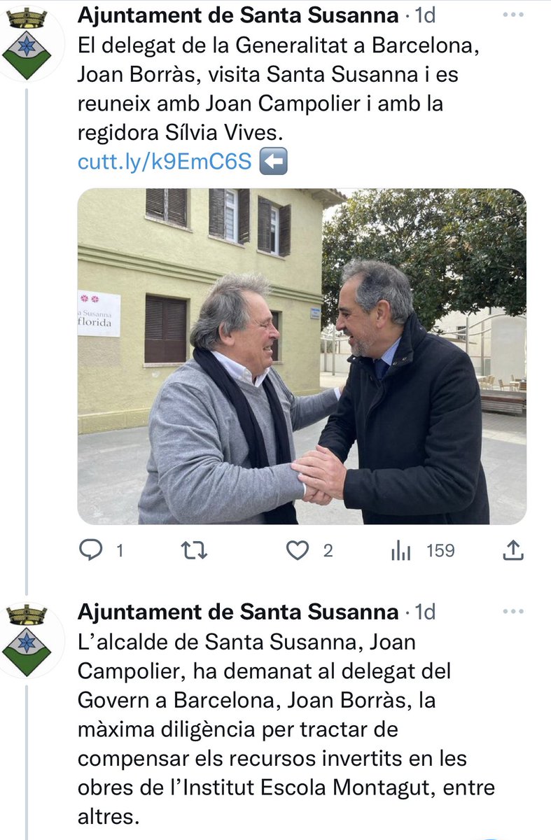 CsSantaSusanna's tweet photo. Celebramos que por fin y después de un largo e insistente trabajo de nuestra portavoz Raquel Quiles, la Generalitat devuelva a los vecinos de #SantaSusanna su derecho: un instituto financiado por la Generalitat y no por sus propios vecinos tal y como nos lo ha vendido el Alcalde https://t.co/DSQxeO2txg