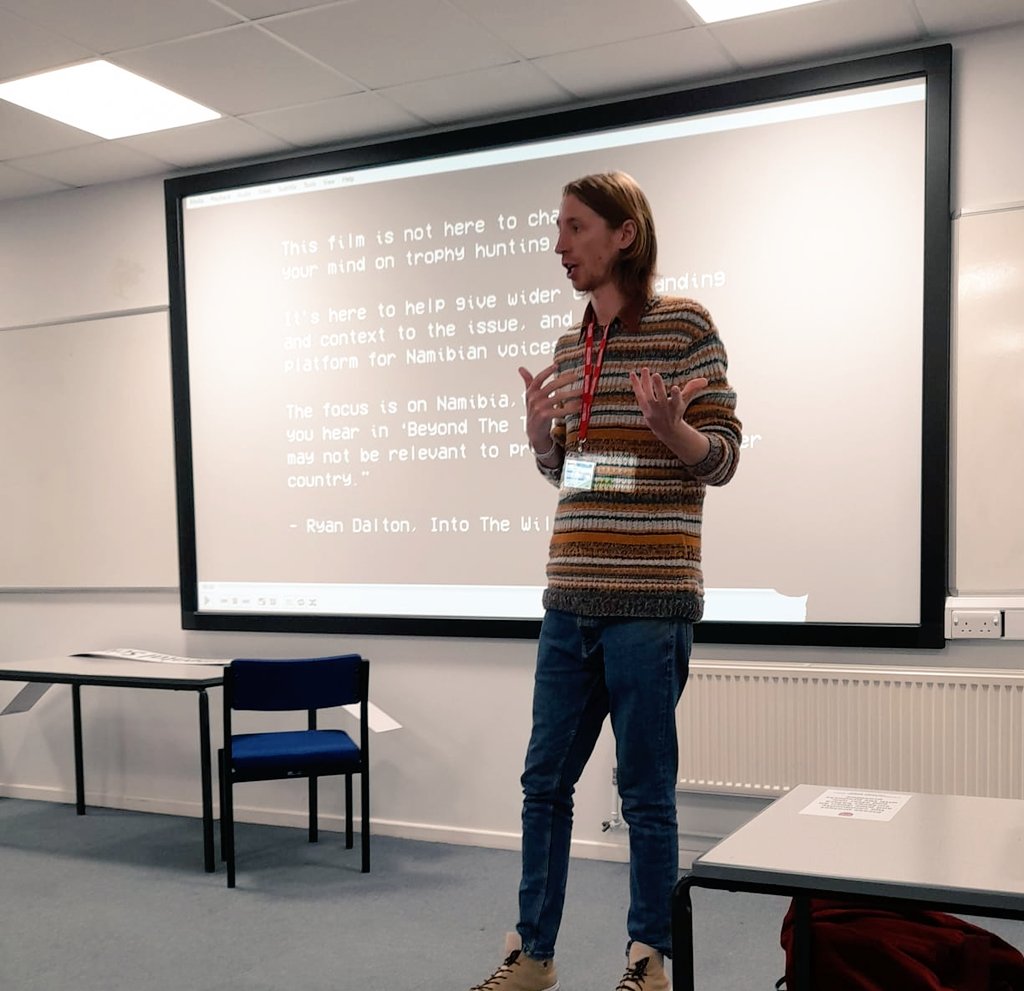 IntoTheWildPod's tweet photo. Superb afternoon with the students at @TrentUni as we watched #BeyondTheTrigger then discussed western conservation & how we view & judge other countries.
It's great to see students being so progressive with conversations like this. https://t.co/ejUSR1NFLM