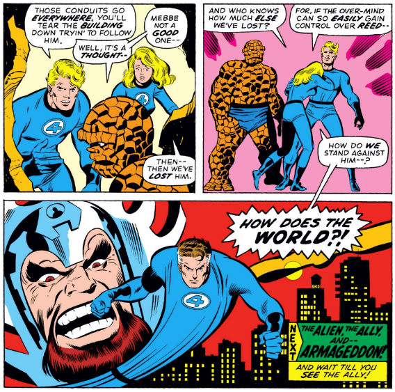MarvelADay's tweet photo. #MarvelADay #FF115 Over-Mind controlled Reed is on the loose. If Silver Age Reed really turned evil he'd take over the world in about 3 minutes - MB https://t.co/YK4MY5kx9X