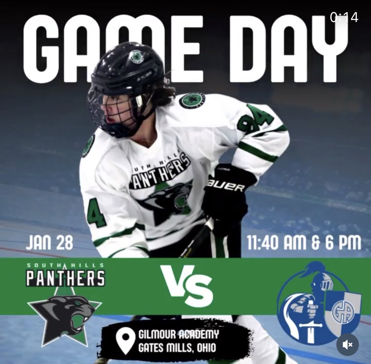 Panthers begin the day at Gilmour Academy with a 3-2 win after a stellar game in net by Mistretta. Next game this evening at 6:00PM

Goals: Martin, Tomko, Kovac
Mistretta: 26 save win