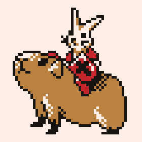 a bunny knight riding their guinea pig steed in the style of Pokemon #Silver 
Sort of

<a href="/Pixel_Dailies/">Pixel Dailies</a>
 
#pixelart #ドット絵 #pixel_dailies