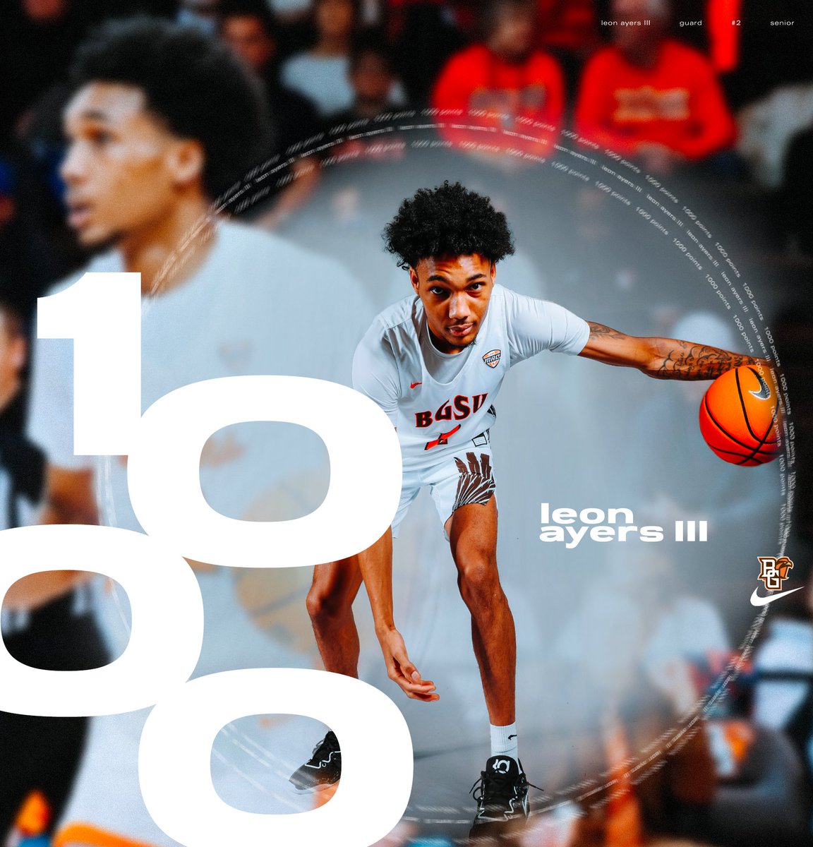 BGSUMBB's tweet photo. With that layup, Leon Ayers III has reached 1,000 career points at the Division I level! 

#AyZiggy https://t.co/iE5vZ2e9Ma