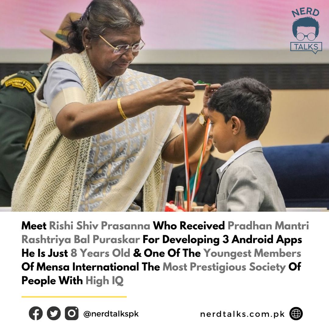 NerdTalkspk's tweet photo. Meet Rishi Shiv Prasanna who received Pradhan Mantri Rashtriya Bal Puraskar for developing 3 Android apps he is just 8 years old and one of the youngest members of the Mensa international the most prestigious society of the people with the high IQ.
#IQTest #android #nerd https://t.co/dKknSaUkTe