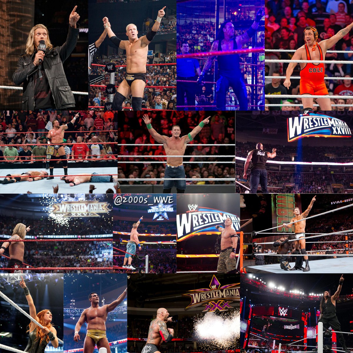 2000s_WWE's tweet image. It's OFFICIALLY WrestleMania sign pointing season! 👉