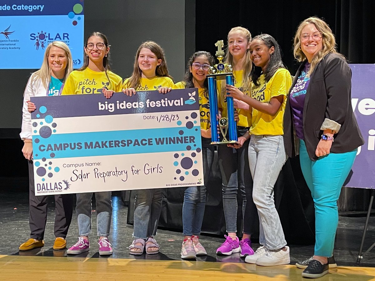 PersonalizeDISD's tweet photo. Congratulations to all of our winners of the day!!! Thank you so much sponsors and mentors for supporting your teams @DanDRogersDISD @SolarSTEAMGirls @MolinaHigh @KramerDISD 💙 #dallasisdbigideas @TransformDISD @dallasschools https://t.co/YEQt8jREll
