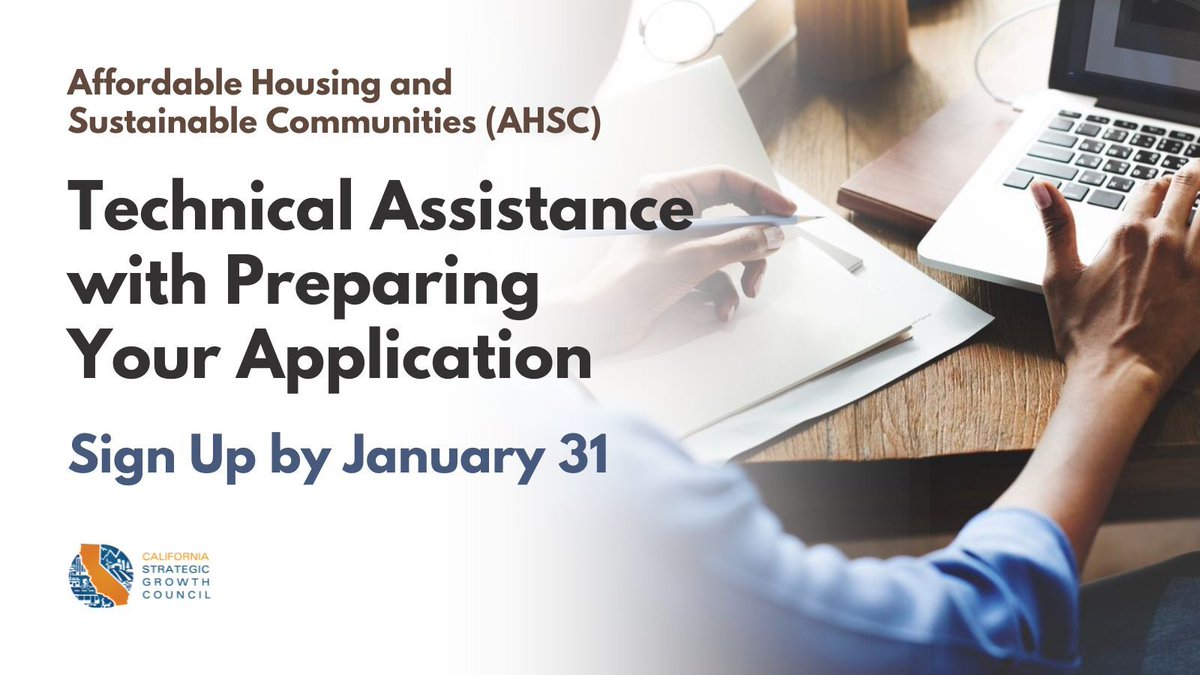 🏘️Our #AffordableHousing and Sustainable Communities (AHSC) Program staff are offering free Technical Assistance (TA) to help prospective applicants prepare applications for the Program's Round 7 funding.📝To receive TA, fill out the TA Form by January 31: forms.office.com/Pages/Response…